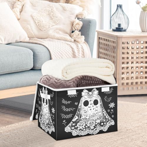 Bolaz Storage Bins with Lids and Handles, Cartoon Ghost Storage Box Basket with - Image 5