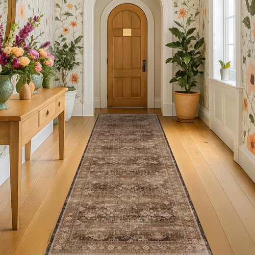 Boho Washable 2x8 Long Rugs for Hallway, Non Skid Front Door Runner Indoor by HazoHaus