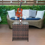 VINGLI Outdoor Wicker Side Table Patio Side Tables - Image 7