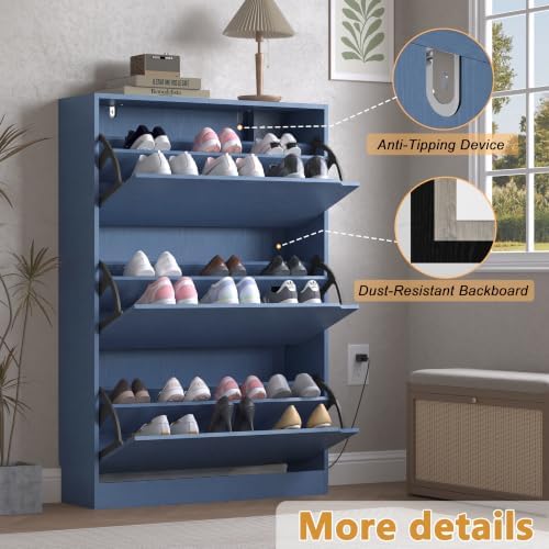 BORNOON Shoe Cabinet with Odor Control and Back Panels, Deodorizing Slim 3-Flip - Image 6