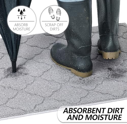 Timo Indoor Door Mat 32" x 40", Dirt Trapper Door Mats, Light Grey - Image 3