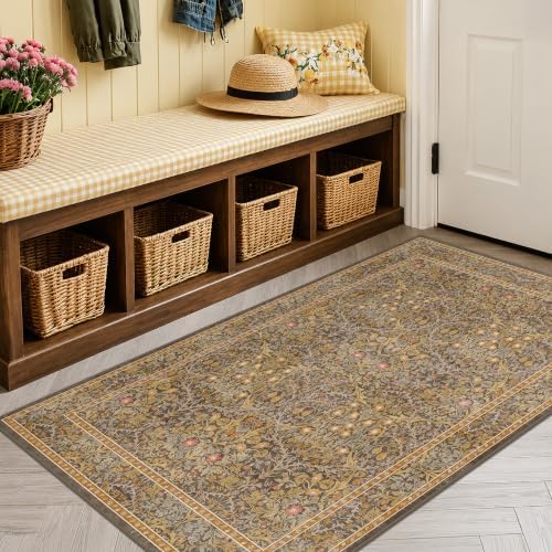 Vintage Floral Brown 3x5 Area Rugs by HazoHaus