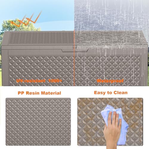 PatioZen 121 Gallon Resin Deck Box, Lockable Outdoor Storage Box - Image 5