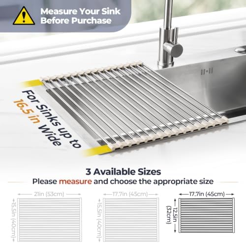 Tomorotec Roll Up Dish Drying Rack Over Sink, 304 Steel - Image 4
