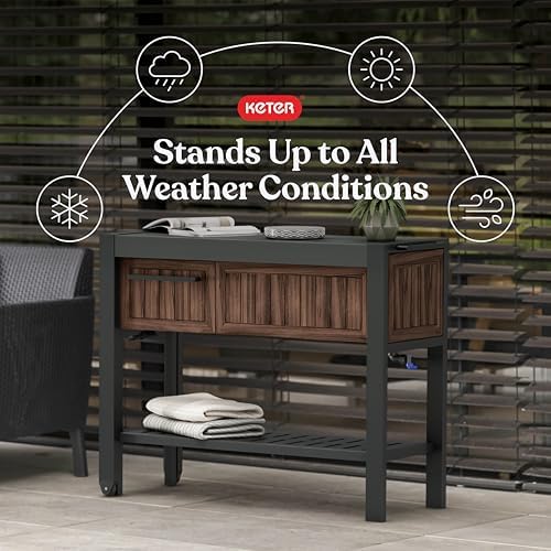 Keter Extendable Outdoor Bar Cart - Image 3