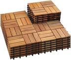 PrimeZone 27 PCS Solid Acacia Wood Interlocking Patio Deck Tiles Outdoor by PrimeZone