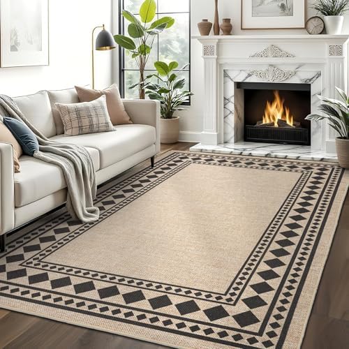 GarveeHome Large Easy Jute Rugs 10x13 Living Room Rug Modern Bordered Solid Rug - Image 2