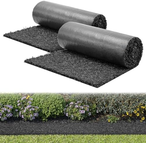 VEVOR Rubber Mulch Mat Roll, 2 Rolls 96 x 22 in Recycled Rubber Mulch Mat by VEVOR