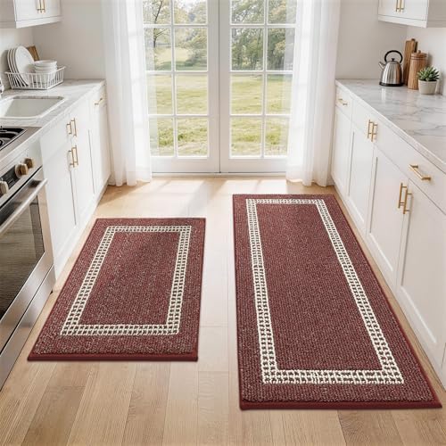 COSY HOMEER Kitchen Rugs Sets of 2 Non-Slip Washable by COSYHOMEER