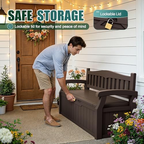 Devoko 80 Gallon Storage Bench Deck Box Waterproof&Lockable - Image 4