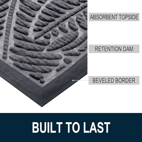 Colorxy Half Circle Waterproof Door Mat, Sturdy Rubber Doormat - Image 3