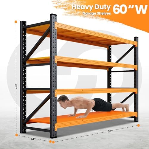 60” Wide Heavy Duty Metal Garage Shelving, Adjustable Storage Shelf - Image 2