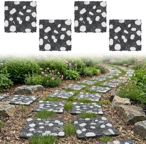 4 Pcs Interlocking Natural Deck Tiles 11.8" x 11.8" by jxgzyy