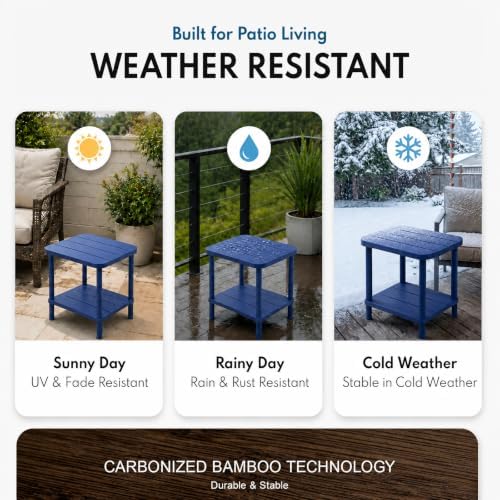 PASAMIC Outdoor Side Table, 2-Tier Oval Patio Table - Image 5