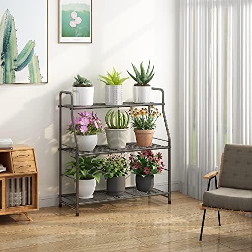 Simple Trending Plant Stand Outdoor Indoor 3 Tier Metal Waterproof Plant Shelf - Image 3