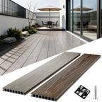 Circle Hole Composite Decking Boards 8ft 9 Pcs, Teak&Ancient Wood by ShunHong