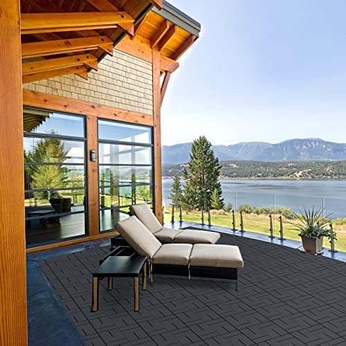 Goovilla Plastic Interlocking Deck Tiles, 27 Pack 12"x12", Dark Grey - Image 5