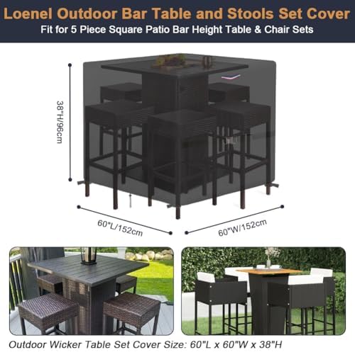 Outdoor Waterproof Wicker Table Bar Set Cover - Image 3