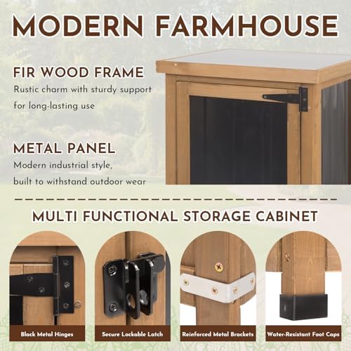 Ketive Tall Narrow Outdoor Storage Cabinet, 3 Adjustable Shelves - Image 4