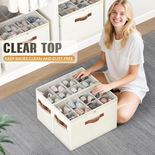 2 Pack Shoe Organizer for Closet, Foldable Shoe Storage - Image 4