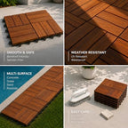 Permium Acacia Waterproof Interlocking Deck Tiles, Patio/Outdoor Flooring - Image 6