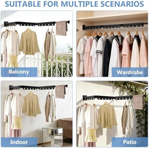Clothes Drying Rack Wall Mounted, 3-Fold Space-Saving Drying Rack Clothing - Image 6