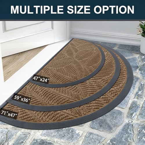 Colorxy Half Circle Waterproof Door Mat, Sturdy Rubber Doormat - Image 7
