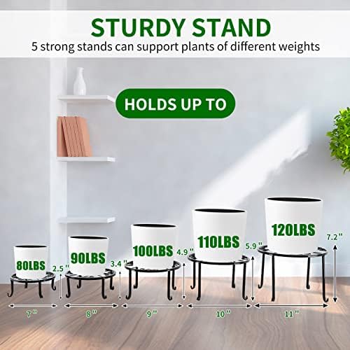 NSYOOMH 5 packs Rustproof Metal Plant Stands - Image 3