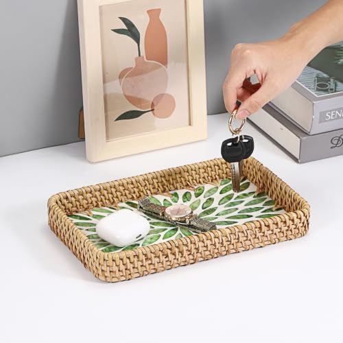 Key Basket for Entryway Table, Rattan Remote Tray for Coffee Table - Image 5