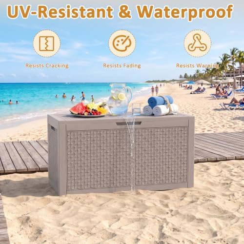 160 Gallon Outdoor Storage Box, Large Waterproof Patio Deck Box - Image 2