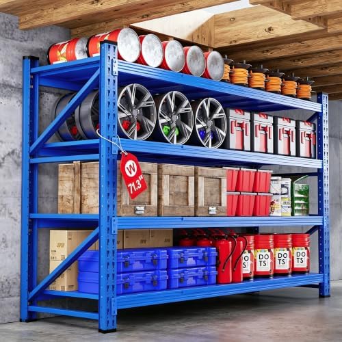 71.3” Wide Heavy Duty Metal Garage Shelving, Adjustable Storage Shelf by AFAIF