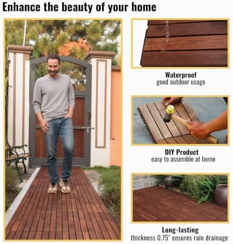 Acacia Wood Interlocking Deck Tiles - Image 5