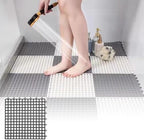 16 Pack 12" x 12" Interlocking Rubber Floor Tiles Non-Slip Shower Mat Drain - Image 5