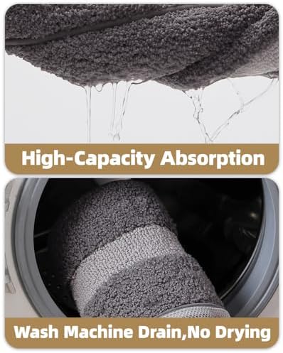 Color&Geometry Bathroom Rugs, Microfiber Bath Rugs, Dark and Light Grey - Image 5