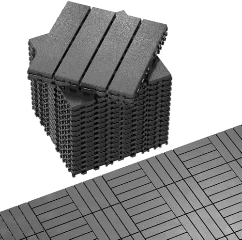 44 Pack Plastic Interlocking Deck Tiles, Patio Floor Decking Tiles by Unknown