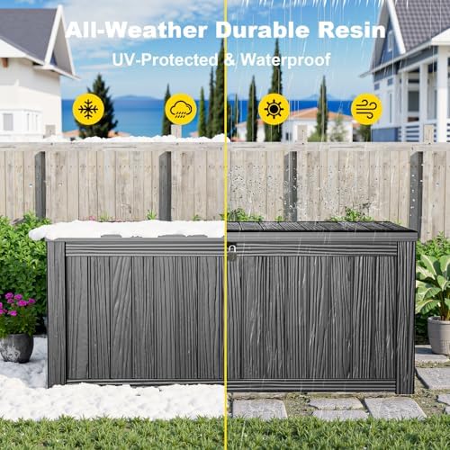 PatioZen 190 Gallon Deck Box Lockable Waterproof UV Resistant Black - Image 5