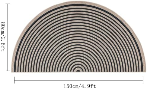 Easy Jute Rainbow Rug 2.6x5Ft Half Circle Doormat Neutral Faux Jute Carpet - Image 2