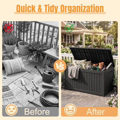 Outdoor Storage Box, 360 Gallon Waterproof Resin Deck Box - Image 4