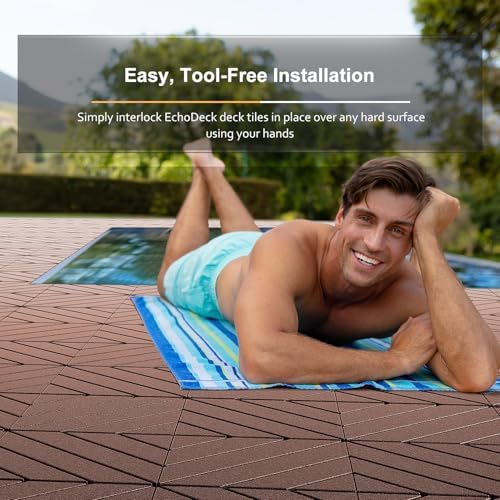 EchoDeck Interlocking Deck Tiles, 44 Pack Deck Tiles Interlocking Outdoor All - Image 2