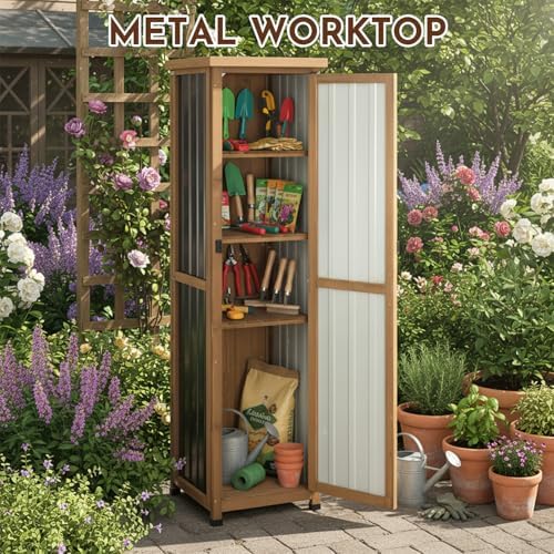 Ketive Tall Narrow Outdoor Storage Cabinet, 3 Adjustable Shelves - Image 2