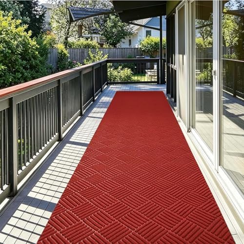 jxgzyy Outdoor Red Runner Rug 2'11" x 9'10" by jxgzyy