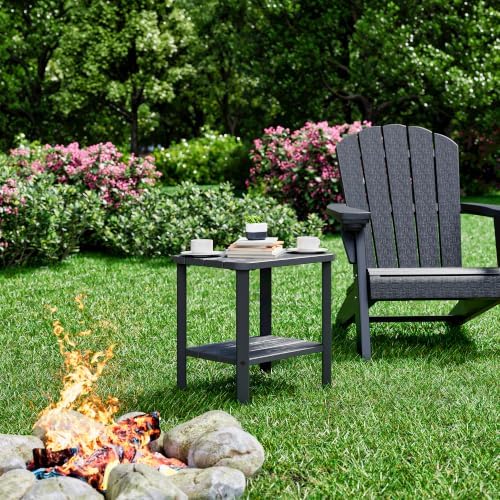 Adirondack Square Outdoor Side Table, 2-Tier Storage Weather Resistant HDPE - Image 6