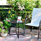 Outdoor Table Small Patio Side Table, Round Metal Side Table, Weatherproof - Image 2
