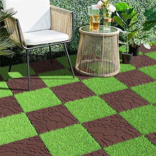 Plastic Interlocking Deck Tiles, 44 Pack, Simulated Cobblestone, Non-Slip Patio - Image 6
