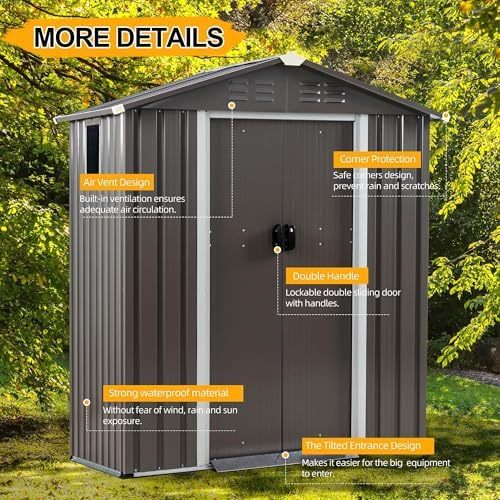 Shintenchi 5x3 FT Outdoor Storage Shed - Image 5