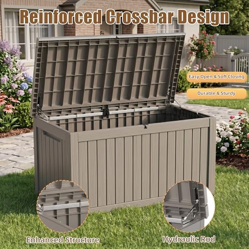 360 Gallon Outdoor Storage Box, Large Deck Box, Patio Tool Storage Bin - Image 3