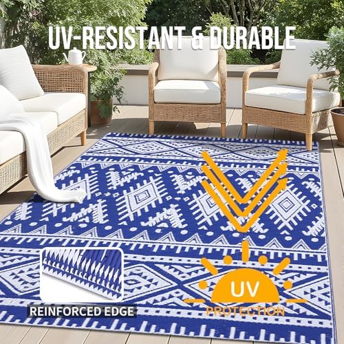 OLANLY Outdoor Rug 5x8 ft Waterproof Reversible Boho Mat - Image 4