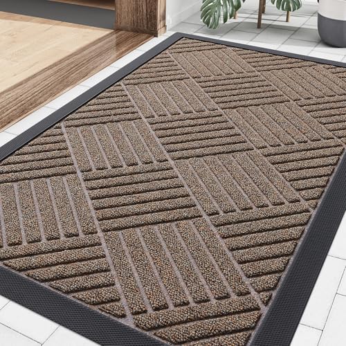 Smiry Front Door Mat Outside Entrance, Natural Rubber Doormat, 29.5x17 Inch by Smiry