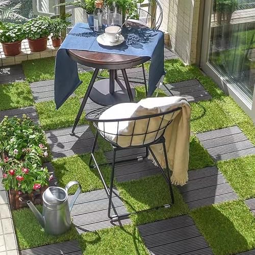 Interlocking Artificial Grass Tiles 36 sq. ft, Self-draining Faux Grass Rug - Image 5