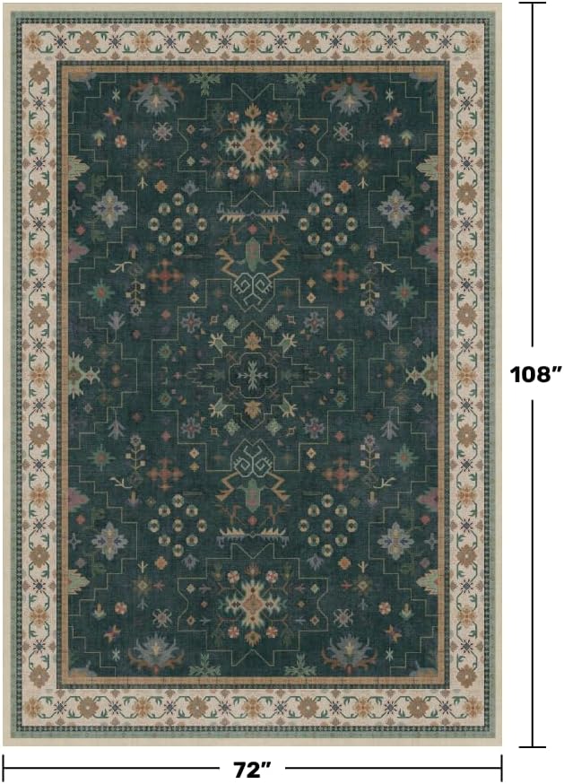Hazo Haus Vintage Dark Green 6x9 Dining Room Rugs - Image 2
